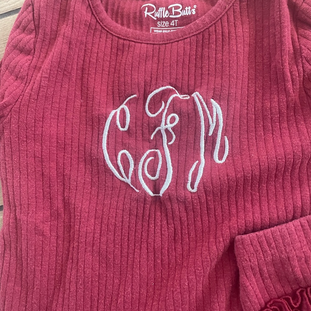 Monogrammed cFm RuffleButts pjs - Picture 3 of 4